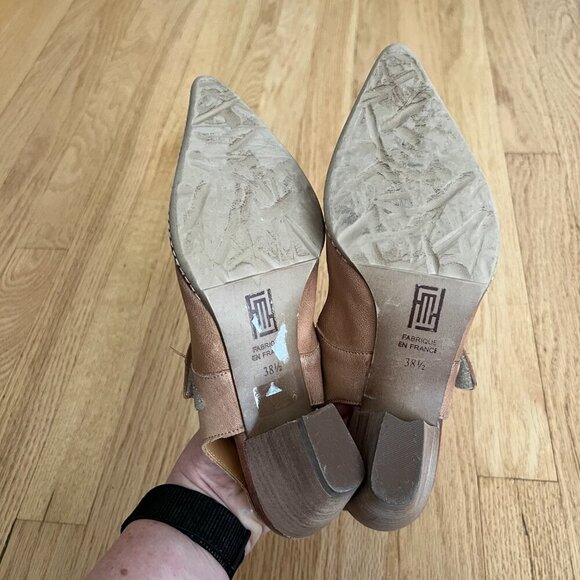 Sundance Brown Leather Slingback Heels Women's Size 38.5 - Picture 9 of 10